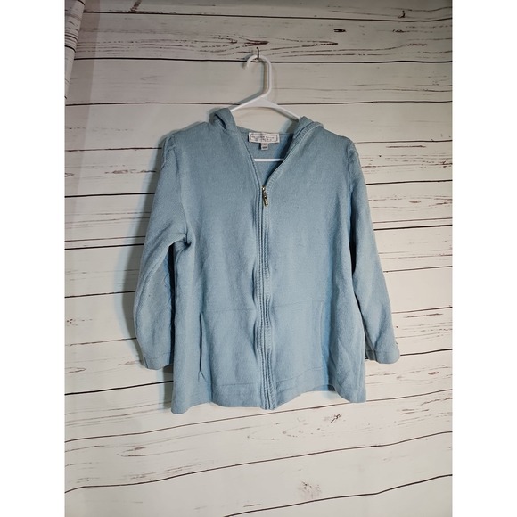 St. John Pants - St. John 2 Piece Set Pants And Jacket Women Blue Color Full Zip Wide Leg Size S